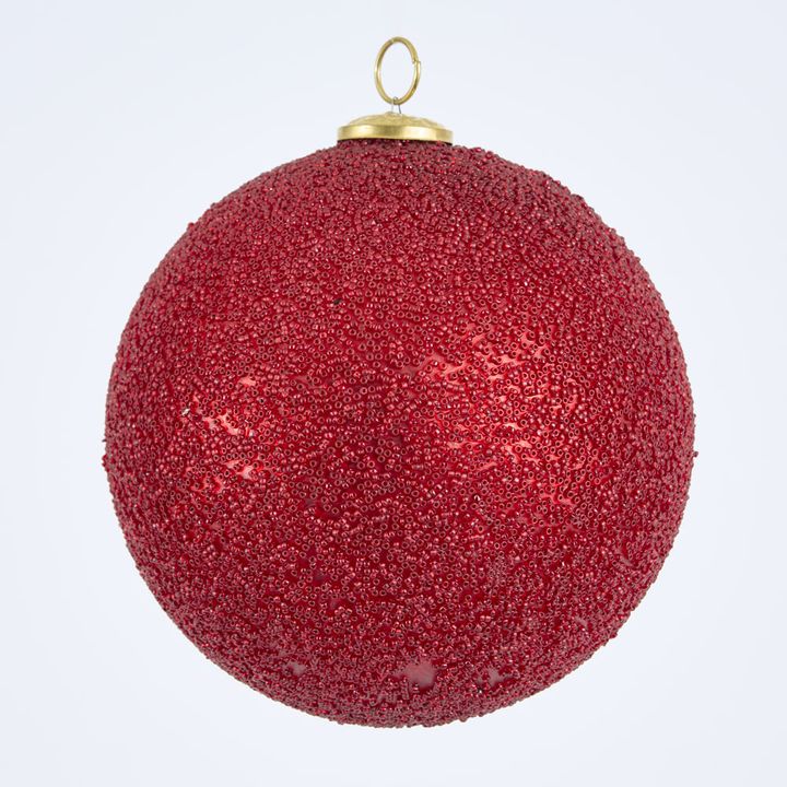 Scarlet Beaded Glass Bauble Large