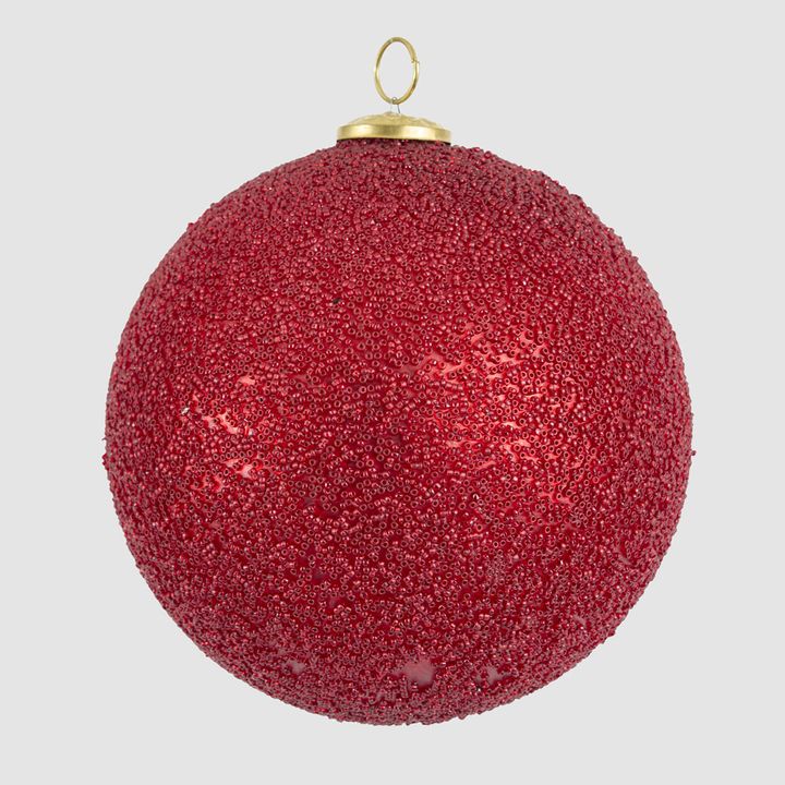 Scarlet Beaded Glass Bauble Large