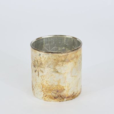 Antique Mercury Glass Candle Holder Small