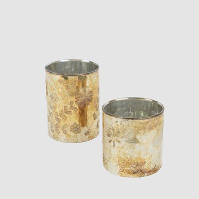 Antique Mercury Glass Candle Holder Small