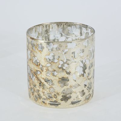 Mercury Floral Glass Candle Holder Small