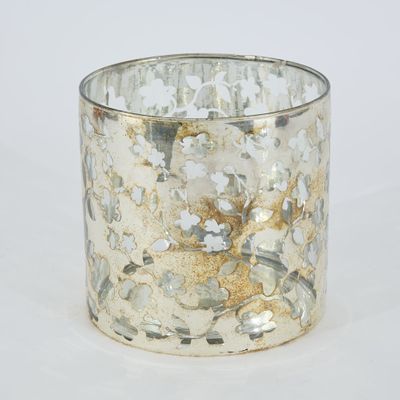 Mercury Floral Glass Candle Holder Large