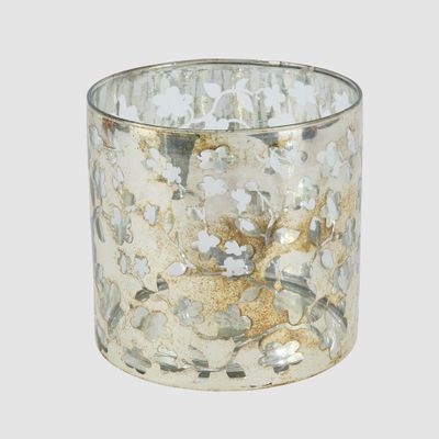 Mercury Floral Glass Candle Holder Large