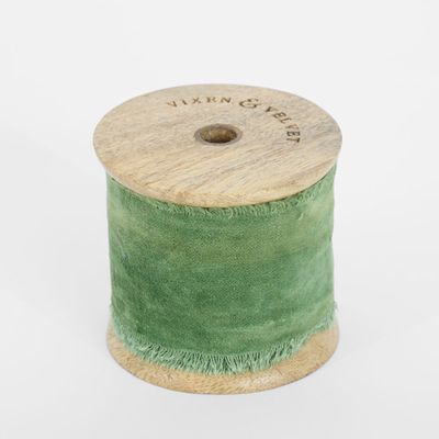 Frayed Velvet Ribbon Green 50mm x 5m