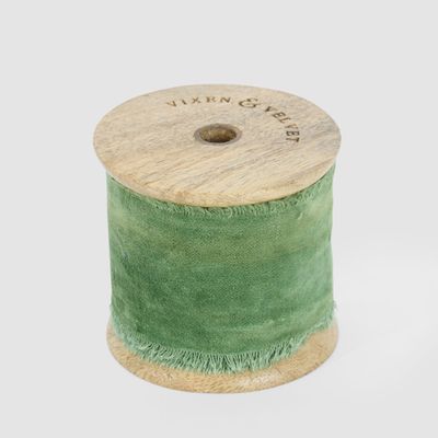 Frayed Velvet Ribbon Green 50mm x 5m