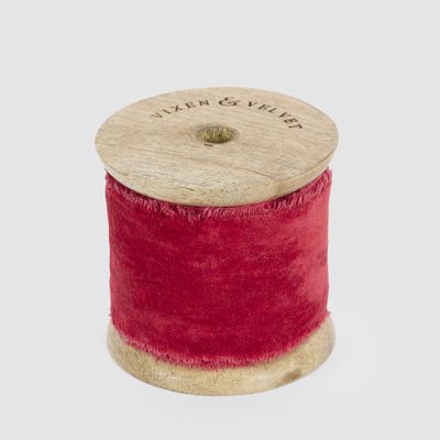 Frayed Velvet Ribbon Red 50mm x 5m
