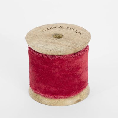 Frayed Velvet Ribbon Red 50mm x 5m
