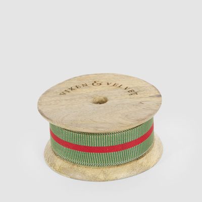 Designer Grosgrain Single Stripe Red & Green 25 mm x 10m