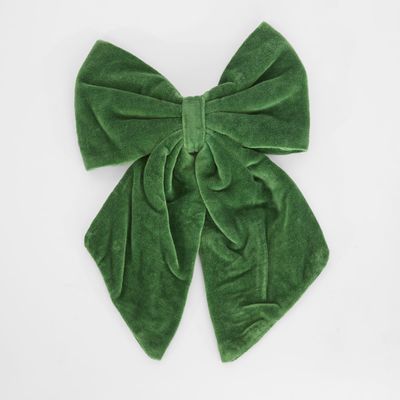 Velvet Clip On Bow Large Green