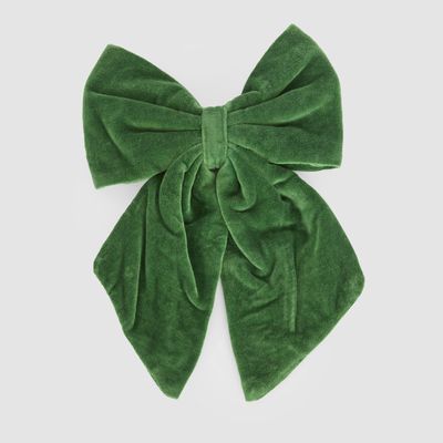 Velvet Clip On Bow Large Green