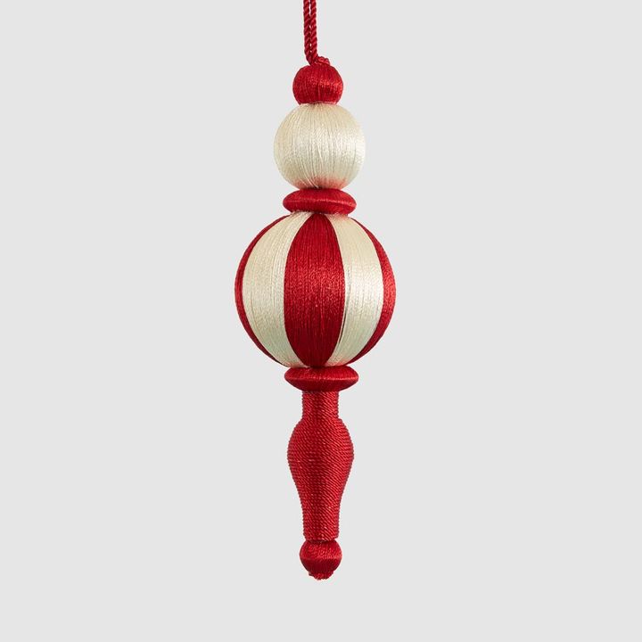 Silk Finial Red & Ivory
