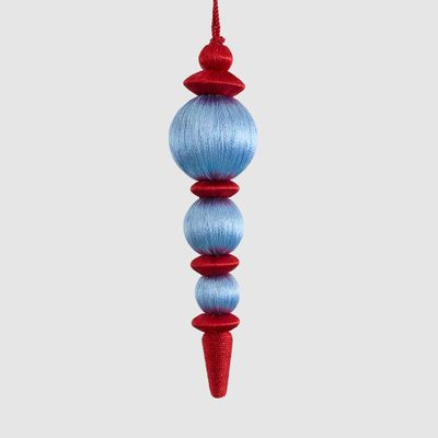 Silk Finial Red & Light Blue