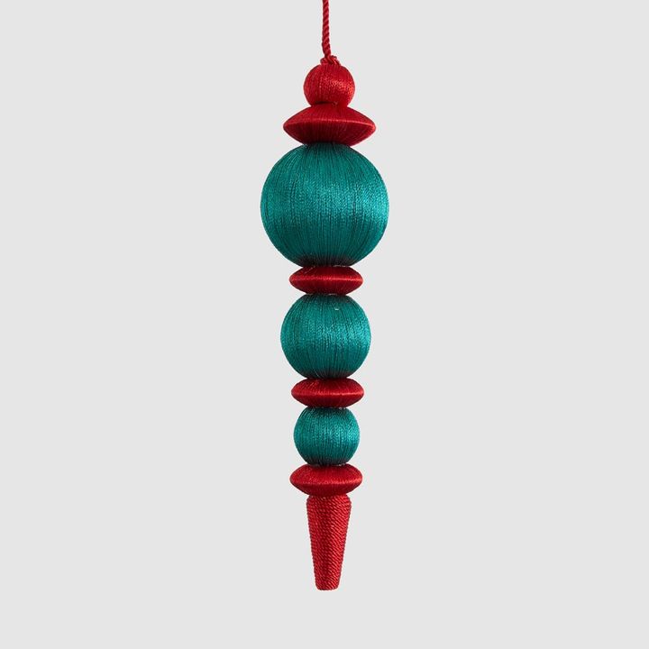 Silk Finial Red & Emerald