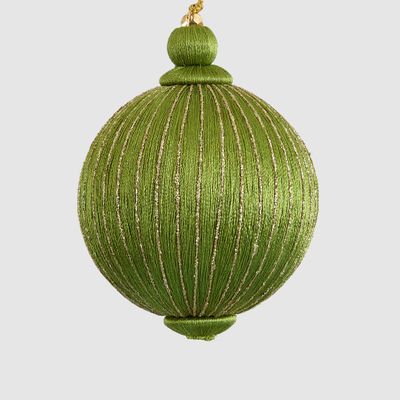 Silk Bauble with Golden Thread Olive Green