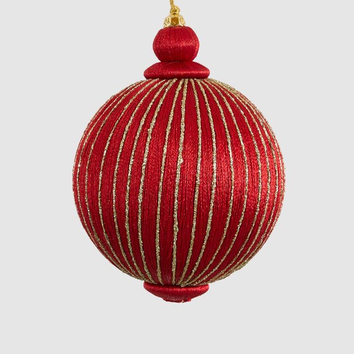 Silk Bauble with Golden Thread Red