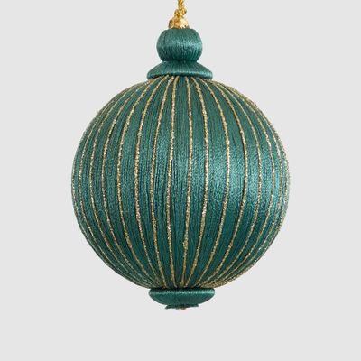 Silk Bauble with Golden Thread Green