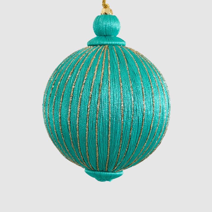 Silk Bauble with Golden Thread Turquoise