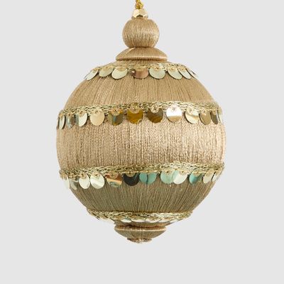 Silk Bauble with Sequin Stripes Gold