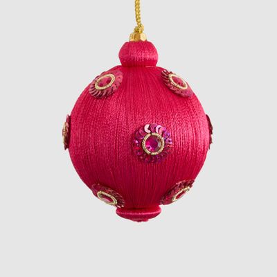 Magenta Silk Sequin Bauble Fuchsia