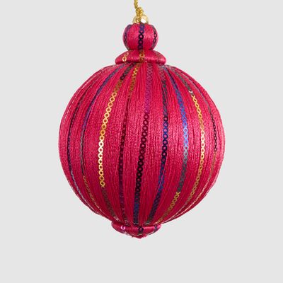 Magenta Sequin Stripe Bauble Fuchsia