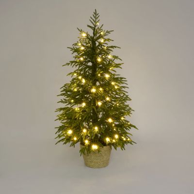 Soft-Touch Potted Light Up Tree with Basket 120cm