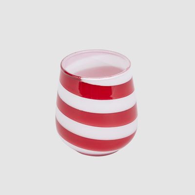 Candy Cane Stripe Glass Tealight Holder