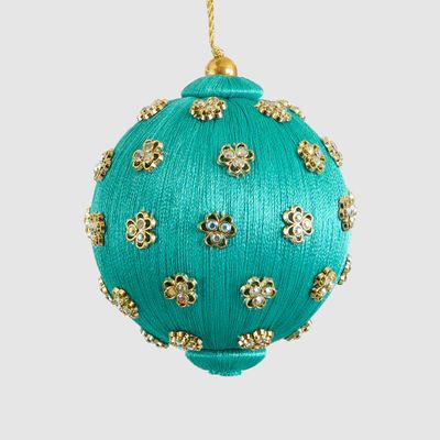 Diamante Cluster Silk Bauble Turquoise