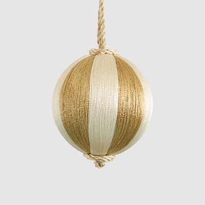 Silk Stripe Bauble Small Champagne & Ivory