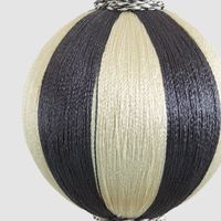 Silk Stripe Bauble Small Navy Blue & Ivory