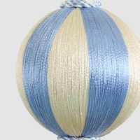 Silk Stripe Bauble Small Cornflower Blue & Ivory