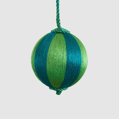 Silk Stripe Bauble Small Emerald & Green