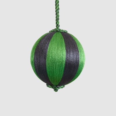 Silk Stripe Bauble Small Navy Blue & Green