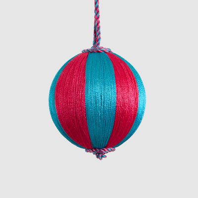 Silk Stripe Bauble Small Fuchsia & Blue