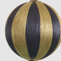 Silk Stripe Bauble Medium Navy Blue & Champagne