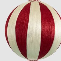 Silk Stripe Bauble Medium Red & Ivory