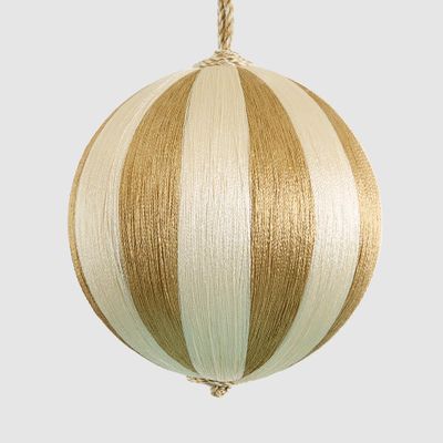 Silk Stripe Bauble Medium Champagne & Ivory