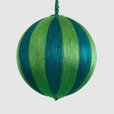 Silk Stripe Bauble Medium Emerald & Green