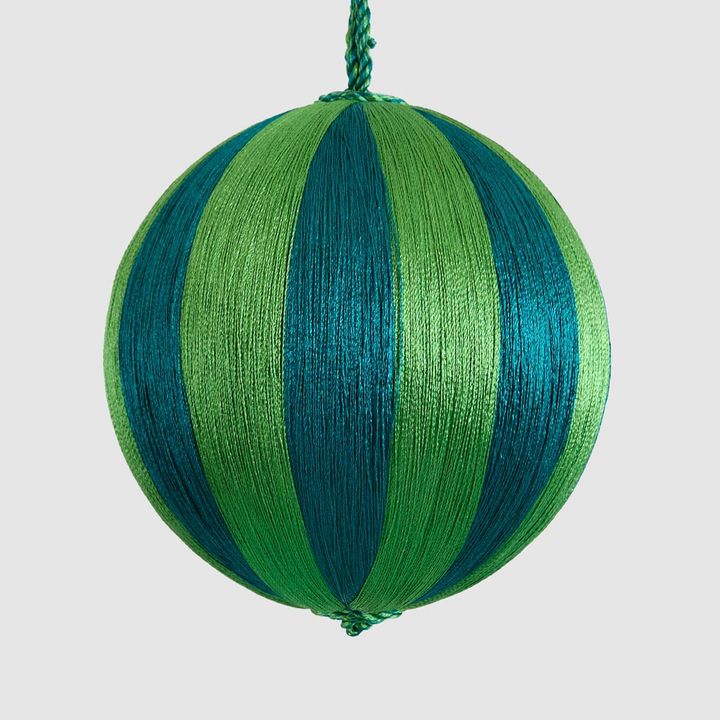 Silk Stripe Bauble Medium Emerald & Green