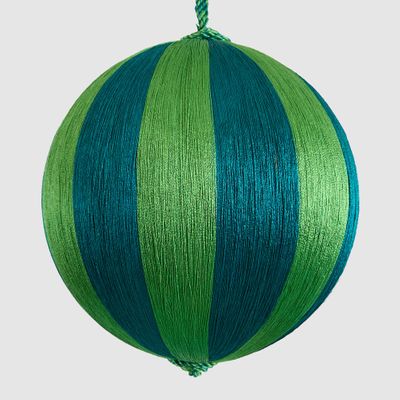 Silk Stripe Bauble Large Emerald & Green