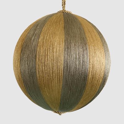 Silk Stripe Bauble Large Champagne & Gold