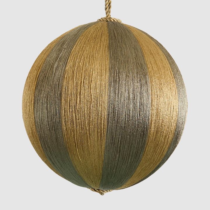 Silk Stripe Bauble Large Champagne & Gold