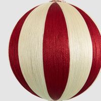 Silk Stripe Bauble Large Red & Ivory