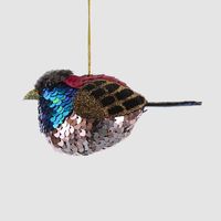 Puffy Sequin Hanging Bird Fuchsia Multi