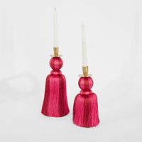 Silk Tassel Candle Stand Fuchsia & Red Small