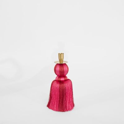 Silk Tassel Candle Stand Fuchsia & Red Small