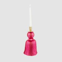 Silk Tassel Candle Stand Fuchsia & Red Small