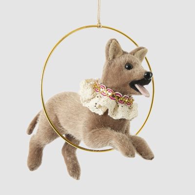 Carnival Dog in Hoop Hanging Decoration