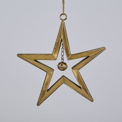 Golden Hanging Star with Bell Large