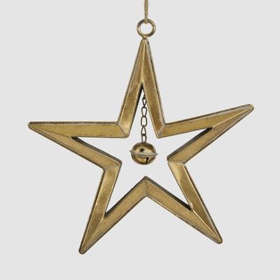 Golden Hanging Star with Bell Large