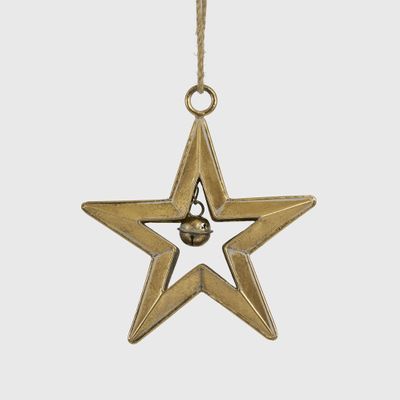 Golden Hanging Star with Bell Small